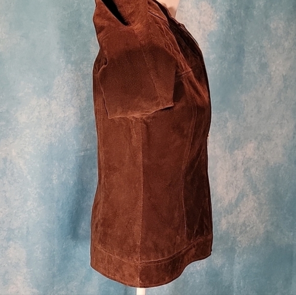 🧡Suede Ruff Hewn Leather Jacket with Quilted Accents on Yolks/Sleeves - Picture 13 of 15